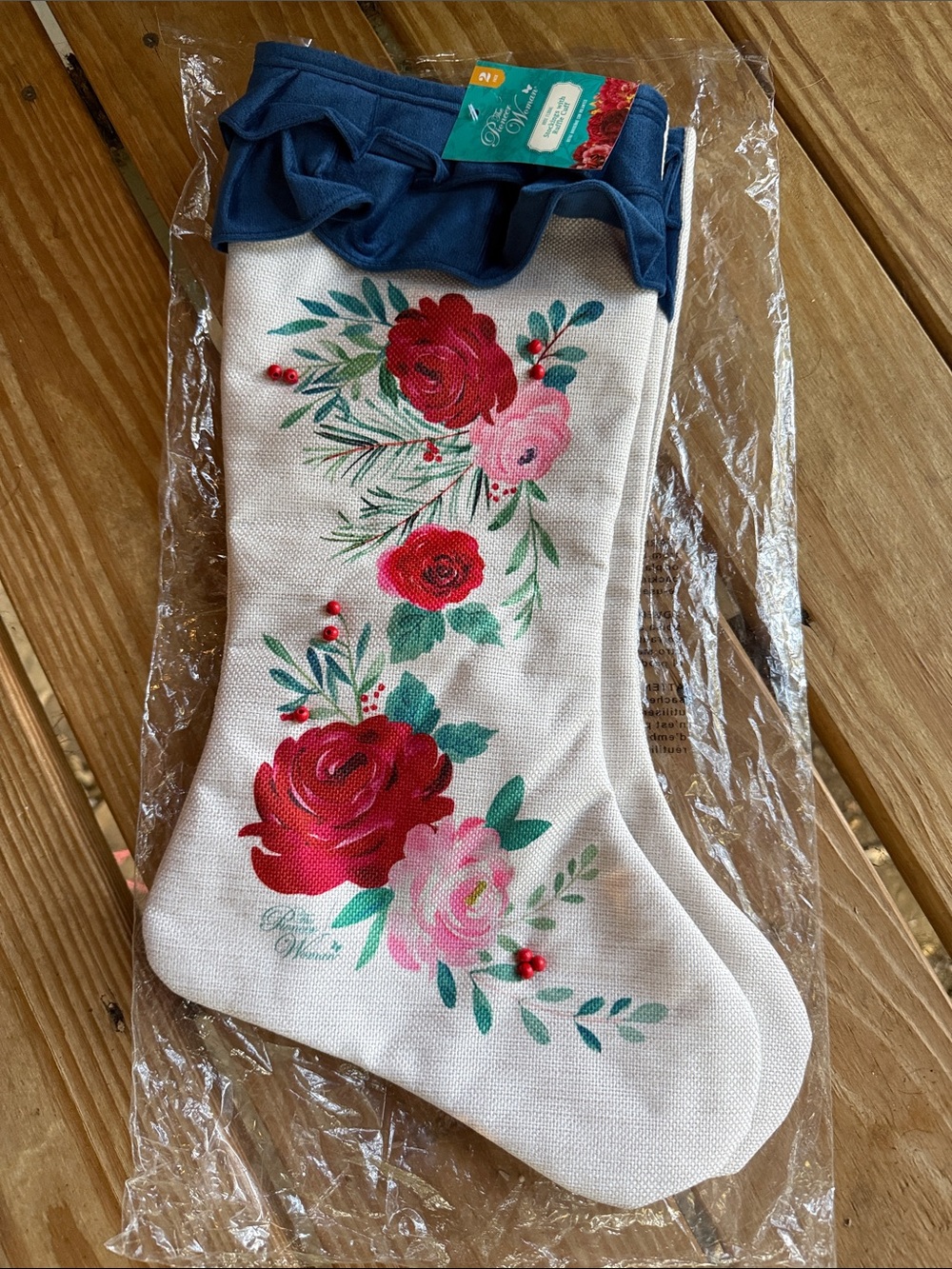 NWT Pioneer Woman Christmas Rose 20”Floral Stockings w/ ruffle cuff 2 available